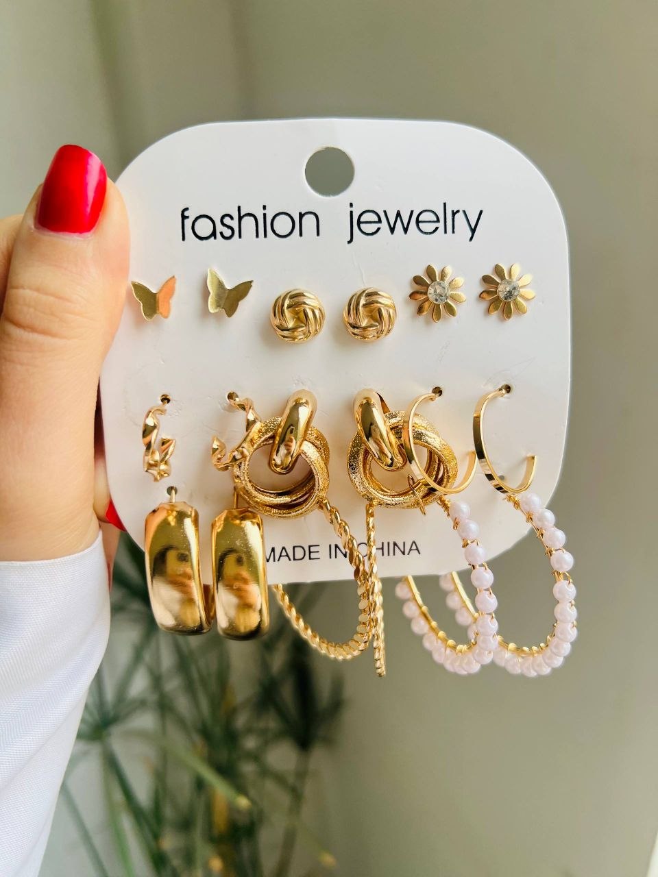 پک گوشواره ۹ جفتی حلقه ای طلایی
