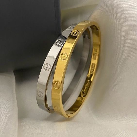 دستبند النگویی طرح کارتیر (Cartier) مدل لاو - استیل رنگ ثابت و ضد حساسیت