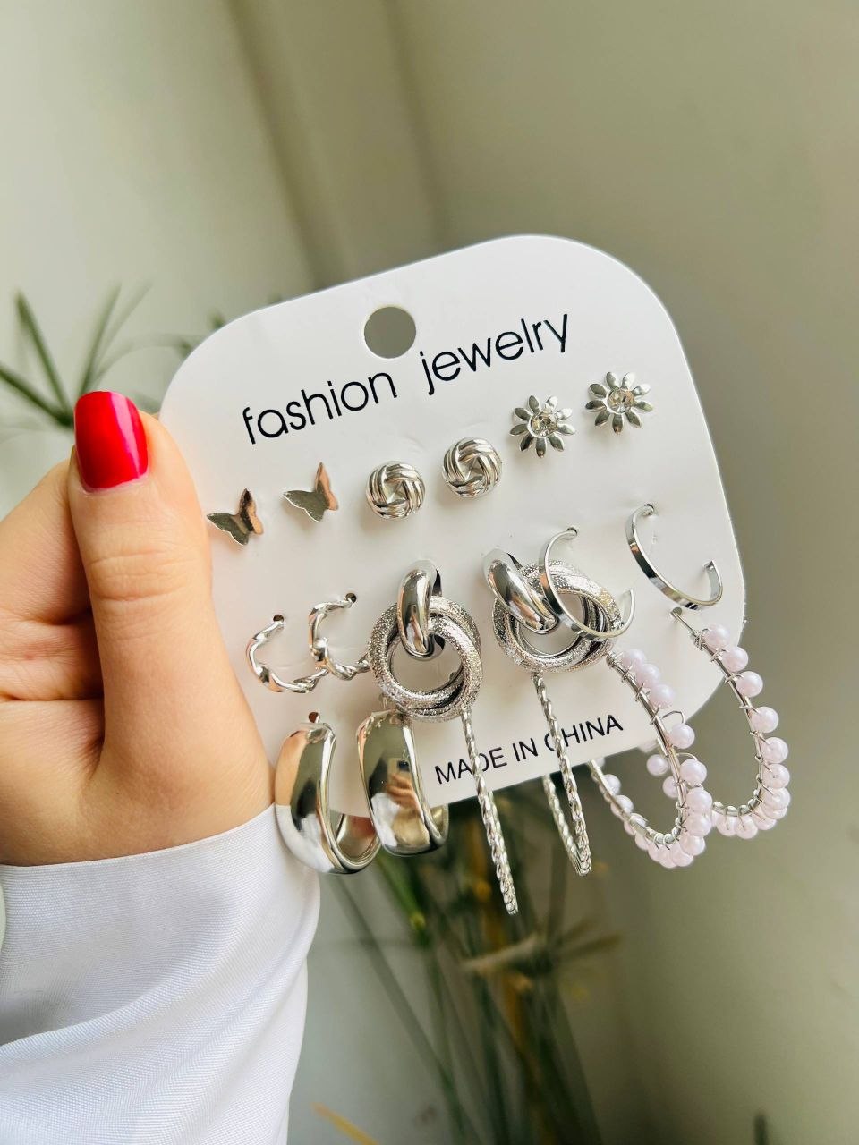 پک گوشواره ۹ جفتی حلقه ای نقره ای